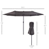 15ft Patio Umbrella Double-Sided Outdoor Market Extra Large Umbrella with Crank Handle for Deck, Lawn, Backyard and Pool, Grey