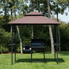 8' Patio BBQ Grill Gazebo Canopy with 2 Tier, Flame Retardant Cover, Large Storage Work Platform and Stylish Utility