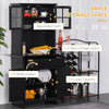 Elegant Buffet with Hutch, Kitchen Pantry Storage Cabinet with Framed Glass Door Drawer and Microwave Space, Black