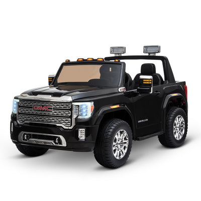 12V Battery Kids GMC Sierra HD Ride On Toy with Remote Control, Bright Headlights & Working Suspension - Black