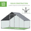 Large Metal Chicken Coop, Walk-in Poultry Cage Galvanized Hen Playpen House with Cover and Lockable Door for Outdoor, 10' x 6.5' x 6.5', Silver
