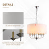 6-Light Modern Chandelier Candle Pendant Light Fabric Lampshades with Adjustable Hanging Chain for Living Room  Dining Room  Kitchen  White