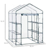 Walk-in Greenhouse 5' x 5' x 6' Hot House with 3-Tier Shelving, Roll-Up Door for Outdoor, Garden