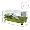 35" Small Animal Cage Chinchilla Guinea Pig Hutch Ferret Pet House with Platform Ramp, Food Dish, Wheels, & Water Bottle
