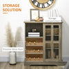 Sideboard Buffet Kitchen Buffet Cabinet with Wine Racks Sliding Glass Door Storage Shelves for Living Room Grey