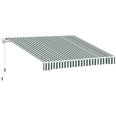 8' x 7' Patio Retractable Awning, Manual Exterior Sun Shade Deck Window Cover, Green / White