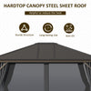 10' x12' Hardtop Gazebo with Aluminum Frame, Permanent Metal Roof Gazebo Canopy with 2 Hooks, Curtains and Netting for Garden, Dark Grey