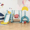 5 in 1 Kids Slide and Swing Set with Basketball Hoop Football Goal Water-fillable Base Toddler Playground Activity Center Indoor Exercise Toy