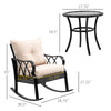 3-Piece Rocking Chair Bistro Set, Wicker Conversation Set, Patio Rattan Furniture Set with Tempered Glass Side Table for Backyard, Khaki