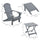 3 Piece Patio Furniture Set Adirondack Chair with Ottoman and Table Folding Design Outdoor Wooden Lounger for Garden, Patio Porch, Grey