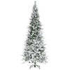 9' Unlit Snow Flocked Pine Artificial Christmas Tree with Realistic Branches and 1159 Tips, Green