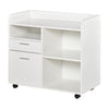 Filing Cabinet Printer Stand Mobile Lateral File Cabinet with 2 Drawers, 3 Open Storage Shelves for Home Office Organization, White