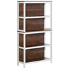 Modern 4 Tier Bookshelf Bookcase Utility Storage Shelf Organizer for Home Study Office with Display Rack  White/Walnut