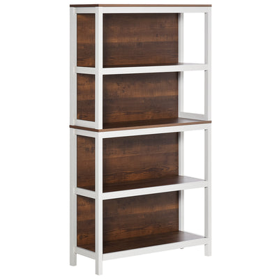 Modern 4 Tier Bookshelf Bookcase Utility Storage Shelf Organizer for Home Study Office with Display Rack  White/Walnut