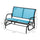2-Person Outdoor Glider Bench Patio Double Swing Rocking Chair Loveseat w/Power Coated Steel Frame for Backyard Garden Porch, Blue
