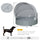 Wicker Dog Cave Bed with Adjustable Canopy Pet House Shelter for Small Medium Dogs with Cushion Indoor Outdoor, Grey