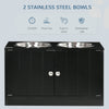 Elevated Dog Bowls for Large Dogs Pet Feeding Station with Stand, Storage, 2 Stainless Steel Food and Water Bowls, Black, 23.5" x 12" x 14"