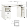 Multi-Function Computer Desk Home Office Desk with Keyboard Tray, Elevated Shelf, Sliding Scanner Shelf and CPU Stand, White