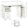 Multi-Function Computer Desk Home Office Desk with Keyboard Tray, Elevated Shelf, Sliding Scanner Shelf and CPU Stand, White