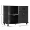 Lateral File Cabinet with Wheels, Mobile Printer Stand with Open Shelves and Drawers for A4 Size Documents, Black