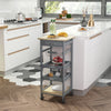 Mobile Rolling Kitchen Island Trolley Serving Cart with Underneath Drawer & Slide-Out Wire Storage Basket, Grey