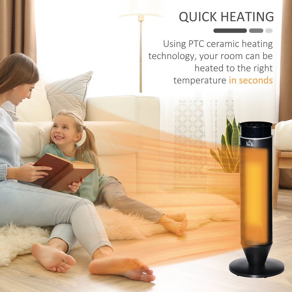 2-In-1 Tower Heater, Indoor Electric Space Heater with Oscillation, Remote Control, 8H Timer, Three Heating Modes(High, Low, Fan), 750W/1500W