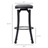 Bar Stools Set of 2, Vintage Barstools with Footrest, Microfiber Cloth Bar Chairs 29" Seat Height with Powder-coated Steel Legs, Dark Grey