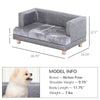 Dog Couch, Pet Sofa Bed for Small Dogs Cats with Cushion, Safety Design, Grey, 27" x 16" x 12.5"
