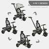 4 in 1 Adjustable Baby Tricycle Stroller w/ Removable Handle, Brake, Cover