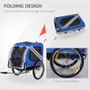 Dog Bike Trailer Pet Cart Bicycle Wagon Cargo Carrier Attachment for Travel with 3 Entrances for Off-Road & Mesh Screen - Light Blue / Grey