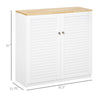 Storage Cabinet Kitchen Sideboard with Louvered Doors, Freestanding Floor Cabinet for Living Room, Hallway, White