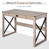 Home Office Computer Desk, Rustic Writing Desk, Farmhouse Workstation with Storage Drawer, X-Frame