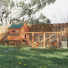 Chicken Coop 137" XL Solid Wood Deluxe Outdoor Lockable Chicken Coop Kit with Nesting Box and Run Orange