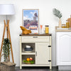 Barn Door Storage Cabinet Kitchen Sideboard Buffet Cabinet Modern Buffet Sideboard with Adjustable Shelves for Dining Room - Distressed White