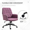 Desk Chair Armchair Office Chair Modern Mid-Back Tufted Linen Fabric Home Office Task Chair With Arms Swivel Height Adjustable Purple