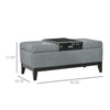 42" Rectangular Linen Fabric Storage Ottoman Bench with Removable Tray for Living Room, Entryway, or Bedroom, Charcoal Grey