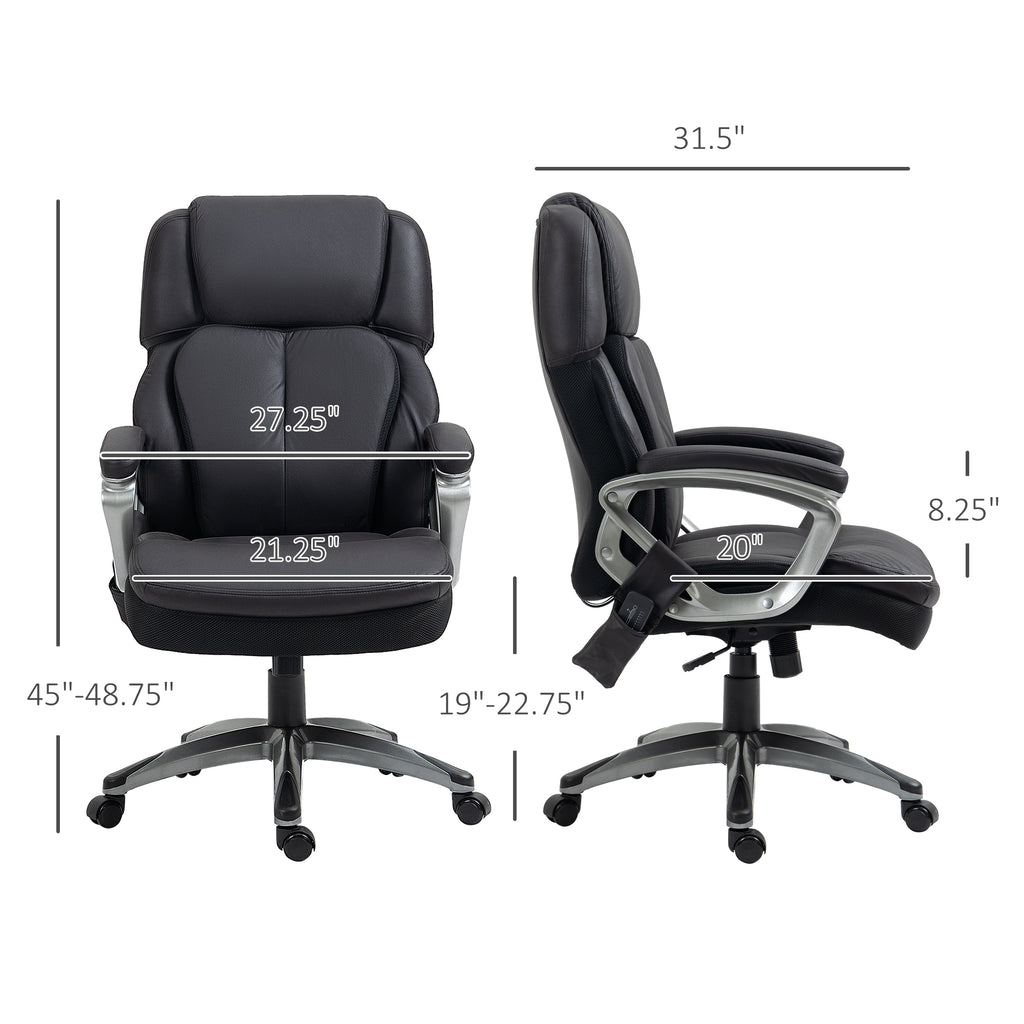 Big and Tall Vibration Massage Office Chair, Swivel PU Leather High Back Chair, Computer Chair with Adjustable Height, 400 lbs, Black