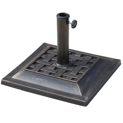 20 lbs Square Resin Umbrella Base Stand Market Parasol Holder with Beautiful Decorative Pattern & Easy Setup, for Î¦1.5