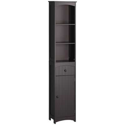 Bathroom Storage Cabinet, Free Standing Bath Storage Unit, Tall Linen Tower with 3-Tier Shelves and Drawer, Brown