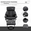 Recliner with Ottoman Footrest, Recliner Chair with Vibration Massage, Faux Leather and Swivel Wood Base for Living Room and Bedroom, Black