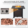 34" Propane Gas Fire Pit Table, 50,000BTU Wicker Gas Firepit with Glass Wind Guard, Lava Rocks and Lid, CSA Certification for Outdoor