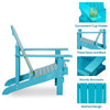 Oversized Adirondack Chair, Outdoor Fire Pit and Porch Seating, Classic Log Lounge w/ Built-in Cupholder for Patio, Backyard, Deep Sky Blue