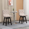 Bar Stools Set of 2, Swivel Bar Chairs, 25.5" High Fabric Tufted Breakfast Barstools for Kitchen Counter, Beige