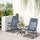 3 Piece Outdoor Rocking Bistro Set, Patio Folding Chair Table Set with Glass Coffee Table for Yard, Patio, Deck, Backyard, Grey