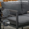 4 Piece Patio Furniture Set Aluminium Outdoor Dining Sofa Set Sectional Conversation Set w/ Bench, Dining Table & Cushions, Grey