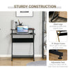 Industrial Computer Desk with Monitor Shelf, R Shaped Writing Table for Home Office, Black