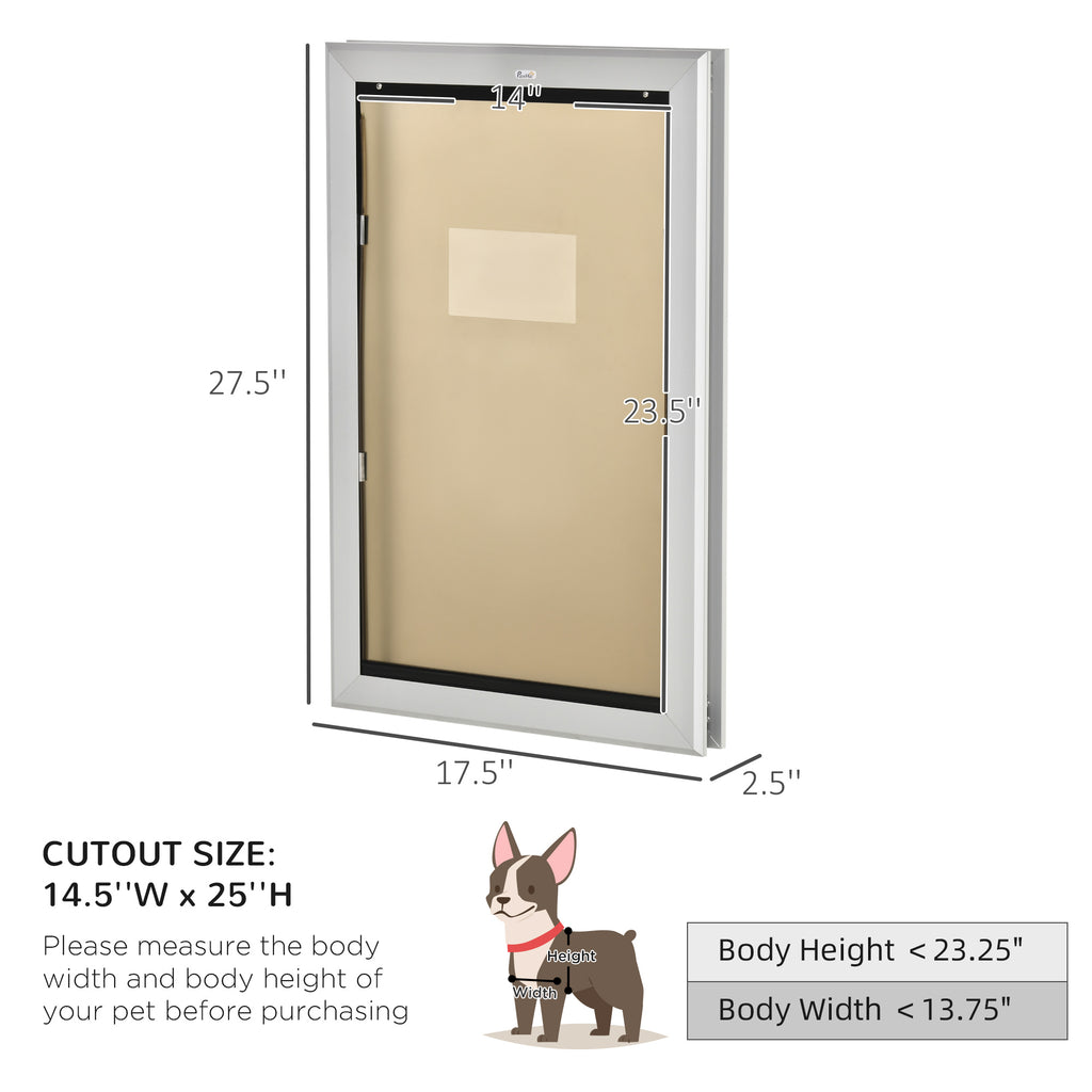 2 Way Locking Dog Door, Aluminum Doggy Pet Door for Wall, with Magnetic Closure, Locking Panel, Weatherproof, for Pets up to 110 lbs