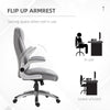 Office Chair Faux Leather Computer Rocker with Liftable Armrest Home Office