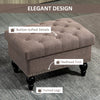 25" Storage Ottoman with Removable Lid, Button-Tufted Fabric Bench for Footrest and Seat with Wood Legs, Coffee