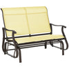 47" Outdoor Double Glider Bench for 2 Person, Patio Glider Armchair Swing Chair for Backyard with Mesh Seat and Backrest, Steel Frame, Yellow